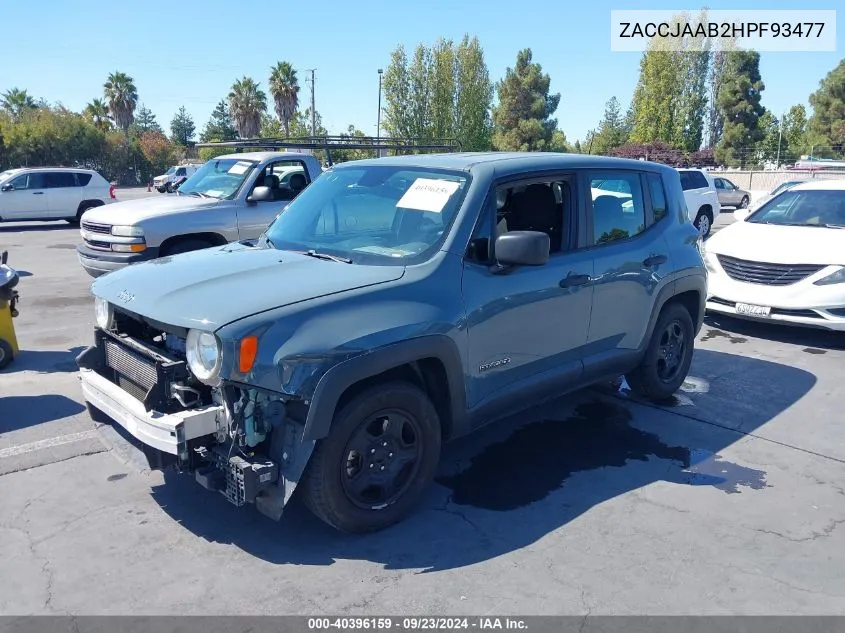 2017 Jeep Renegade Sport Fwd VIN: ZACCJAAB2HPF93477 Lot: 40396159