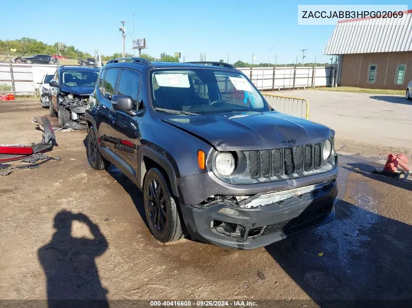 2017 Jeep Renegade Altitude Fwd VIN: ZACCJABB3HPG02069 Lot: 40416608