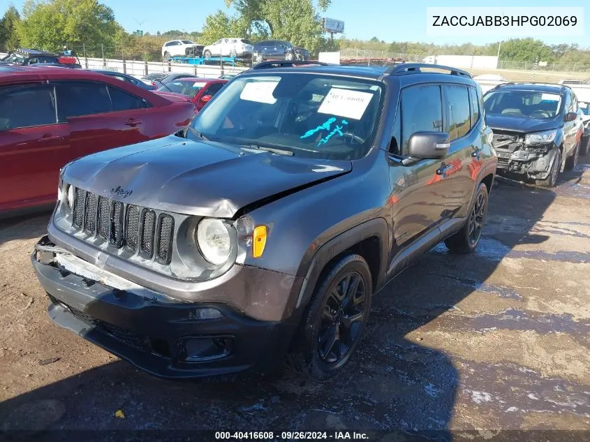 2017 Jeep Renegade Altitude Fwd VIN: ZACCJABB3HPG02069 Lot: 40416608