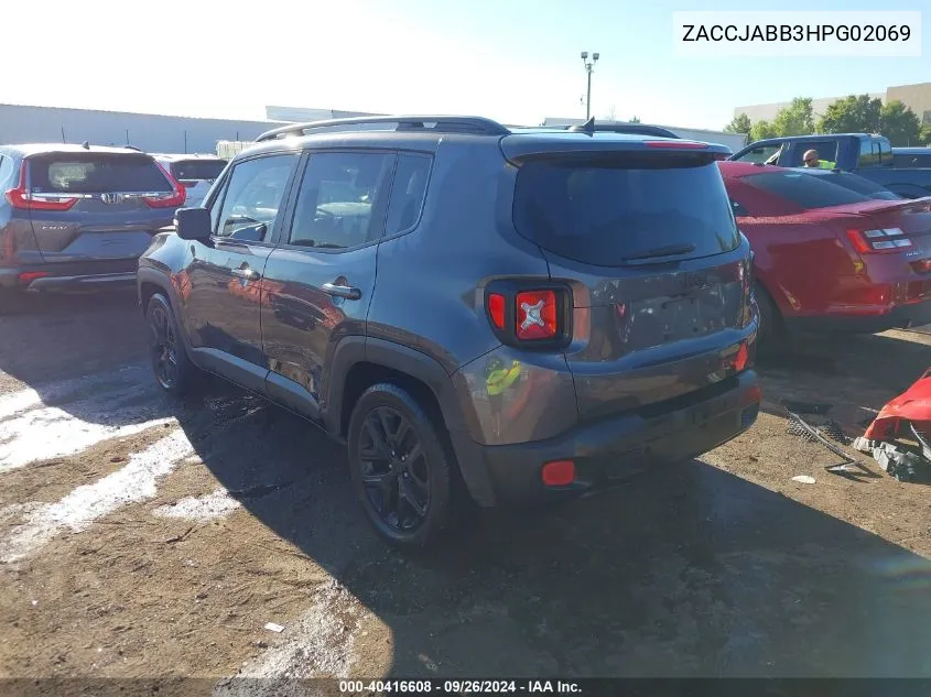 2017 Jeep Renegade Altitude Fwd VIN: ZACCJABB3HPG02069 Lot: 40416608