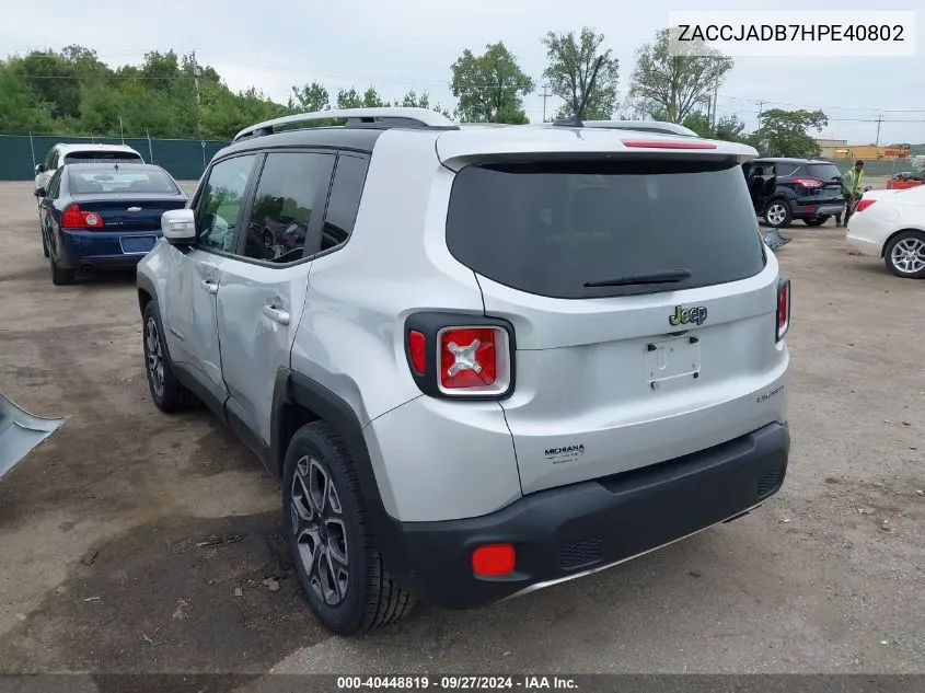 ZACCJADB7HPE40802 2017 Jeep Renegade Limited