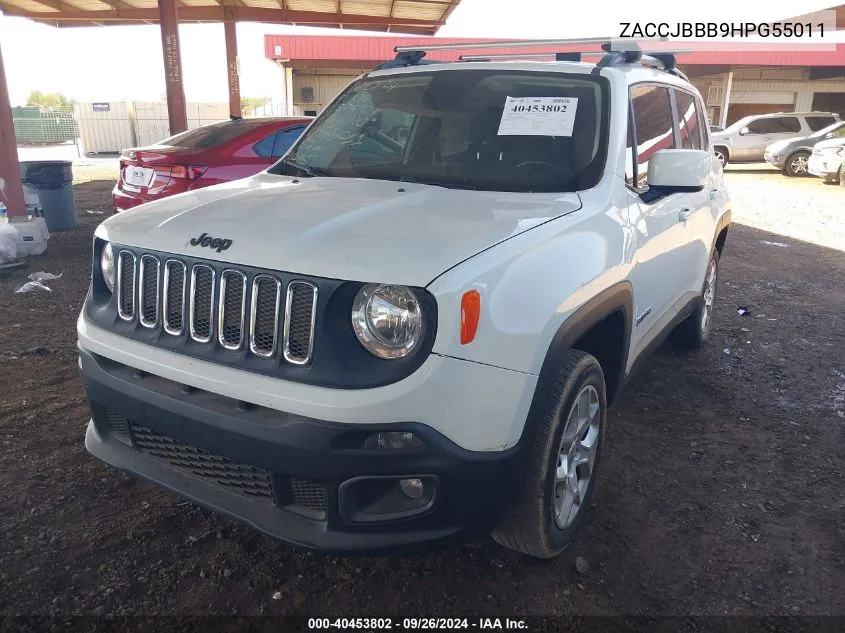 2017 Jeep Renegade Latitude 4X4 VIN: ZACCJBBB9HPG55011 Lot: 40453802