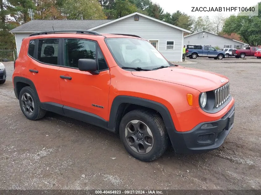 2017 Jeep Renegade Sport Fwd VIN: ZACCJAAB1HPF10640 Lot: 40454923