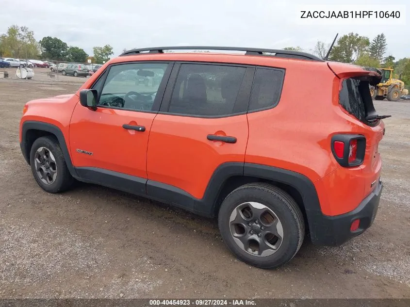 2017 Jeep Renegade Sport Fwd VIN: ZACCJAAB1HPF10640 Lot: 40454923