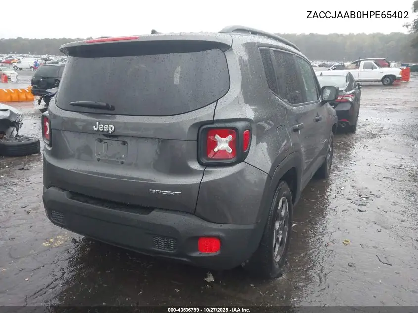 ZACCJAAB0HPE65402 2017 Jeep Renegade Sport Fwd
