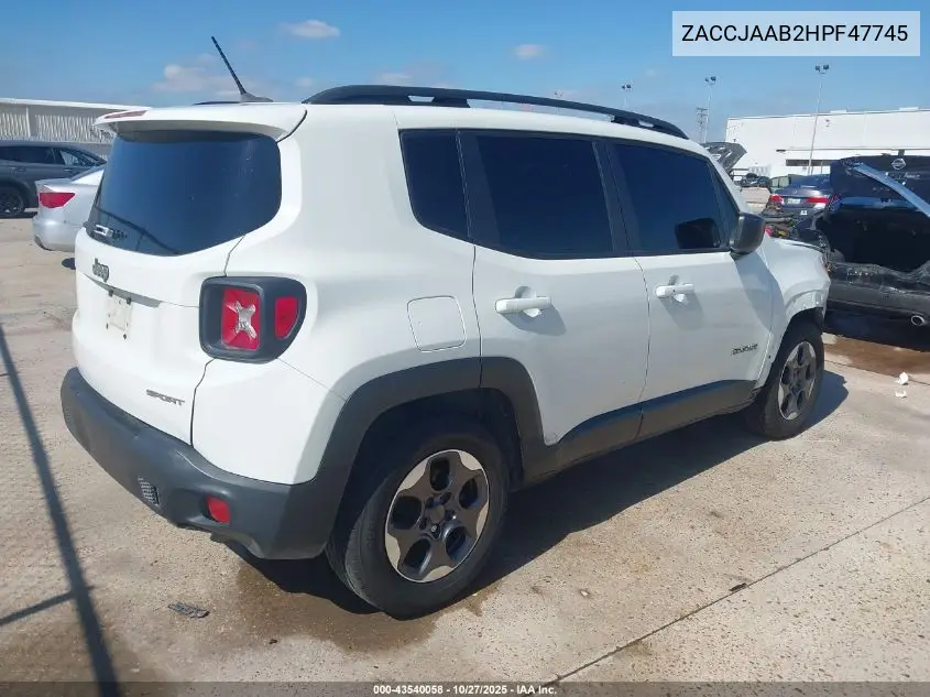 ZACCJAAB2HPF47745 2017 Jeep Renegade Sport Fwd