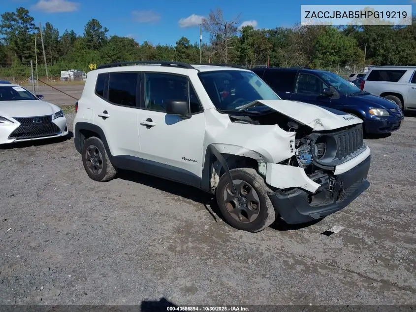 ZACCJBAB5HPG19219 2017 Jeep Renegade Sport 4X4