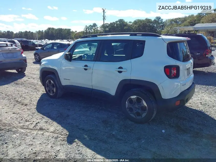 ZACCJBAB5HPG19219 2017 Jeep Renegade Sport 4X4