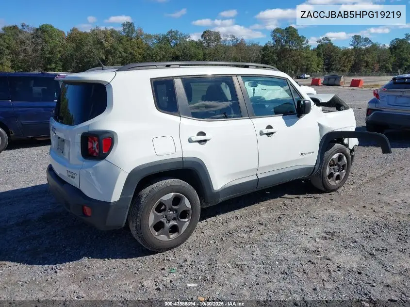 ZACCJBAB5HPG19219 2017 Jeep Renegade Sport 4X4