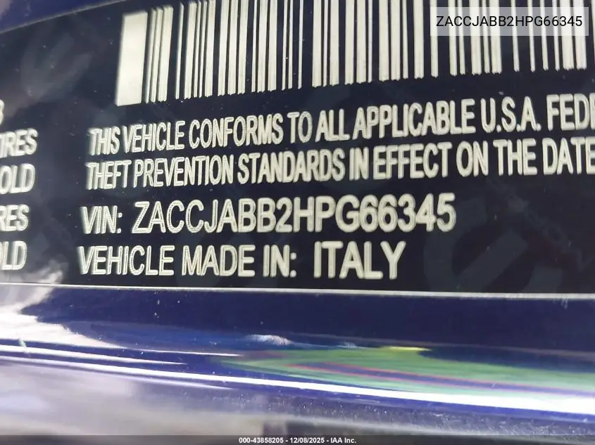 ZACCJABB2HPG66345 2017 Jeep Renegade Latitude Fwd