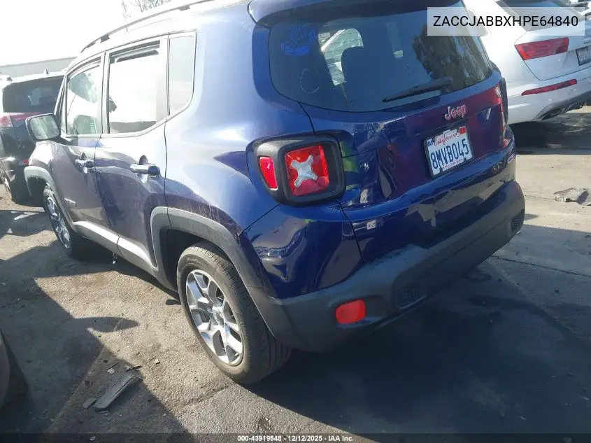 ZACCJABBXHPE64840 2017 Jeep Renegade Latitude Fwd