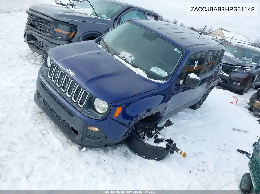 ZACCJBAB3HPG51148 2017 Jeep Renegade Sport 4X4