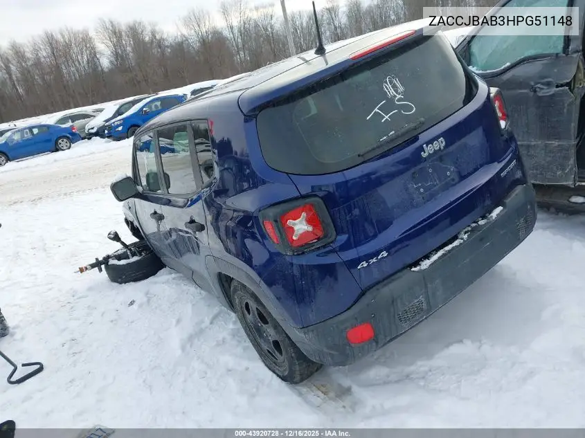 ZACCJBAB3HPG51148 2017 Jeep Renegade Sport 4X4