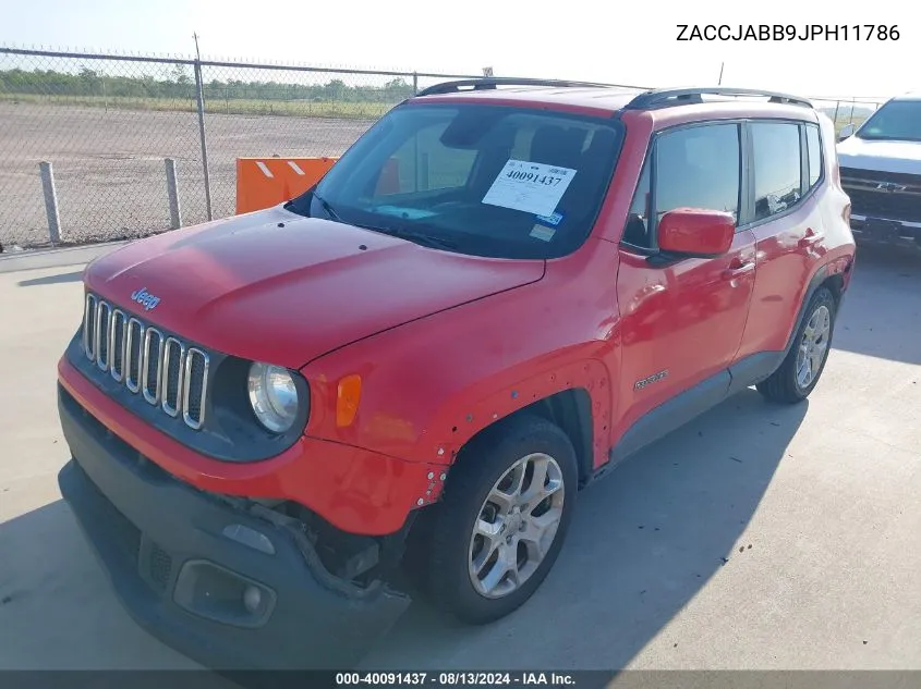 2018 Jeep Renegade Latitude Fwd VIN: ZACCJABB9JPH11786 Lot: 40091437