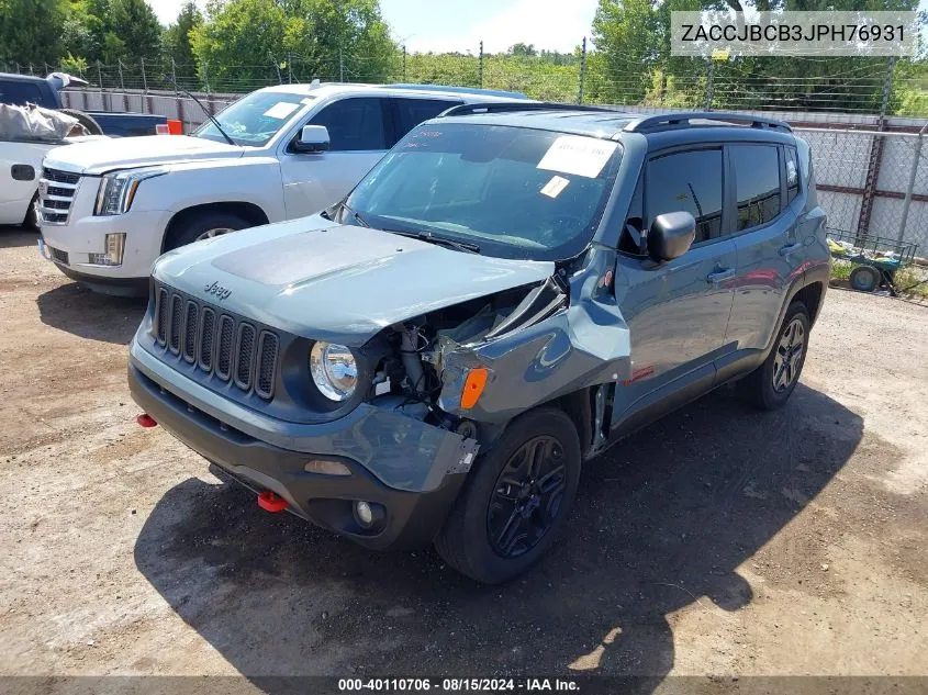 2018 Jeep Renegade Trailhawk 4X4 VIN: ZACCJBCB3JPH76931 Lot: 40110706