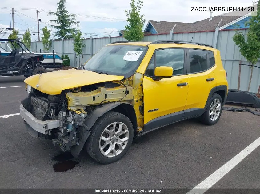 2018 Jeep Renegade Latitude Fwd VIN: ZACCJABB5JPH44428 Lot: 40113212