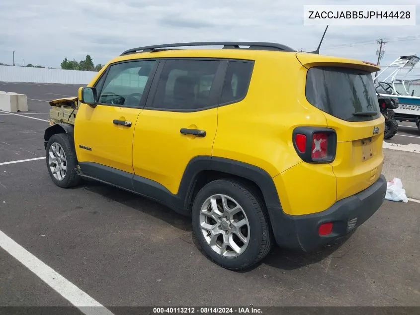 2018 Jeep Renegade Latitude Fwd VIN: ZACCJABB5JPH44428 Lot: 40113212