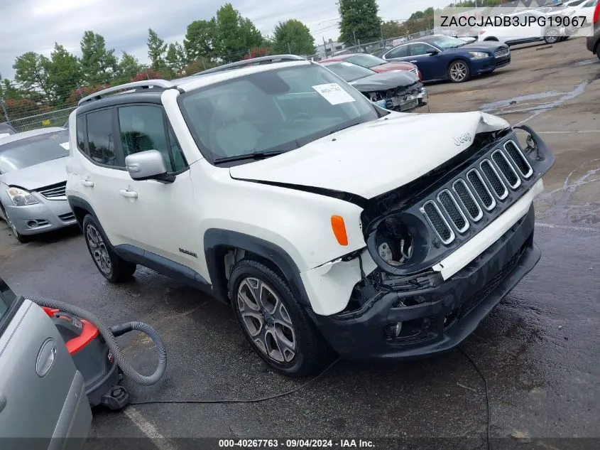 2018 Jeep Renegade Limited Fwd VIN: ZACCJADB3JPG19067 Lot: 40267763