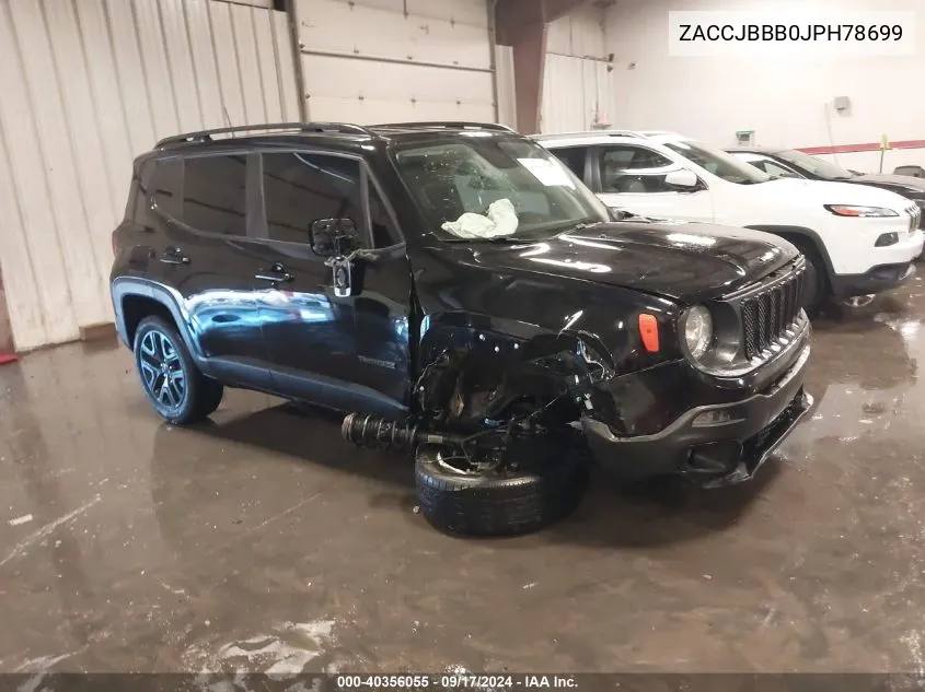 2018 Jeep Renegade Altitude 4X4 VIN: ZACCJBBB0JPH78699 Lot: 40356055