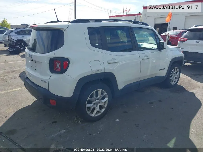 2018 Jeep Renegade Latitude Fwd VIN: ZACCJABB1JPJ19117 Lot: 40406603