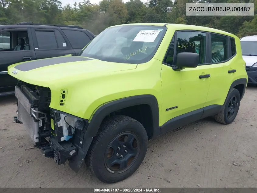 2018 Jeep Renegade Sport 4X4 VIN: ZACCJBAB6JPJ00487 Lot: 40407107