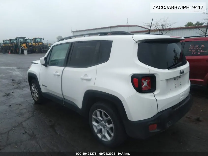 2018 Jeep Renegade Latitude Fwd VIN: ZACCJABB7JPH19417 Lot: 40424275