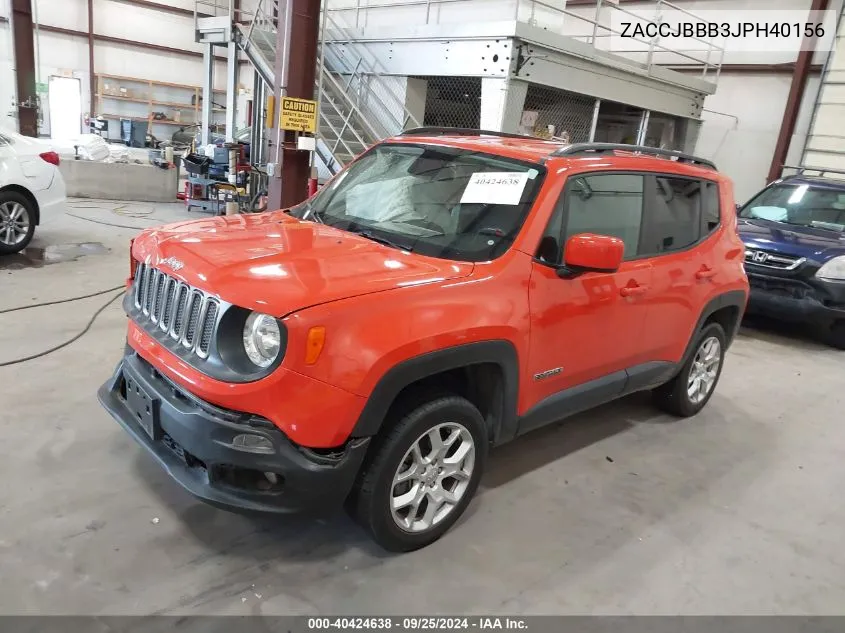 2018 Jeep Renegade Latitude 4X4 VIN: ZACCJBBB3JPH40156 Lot: 40424638