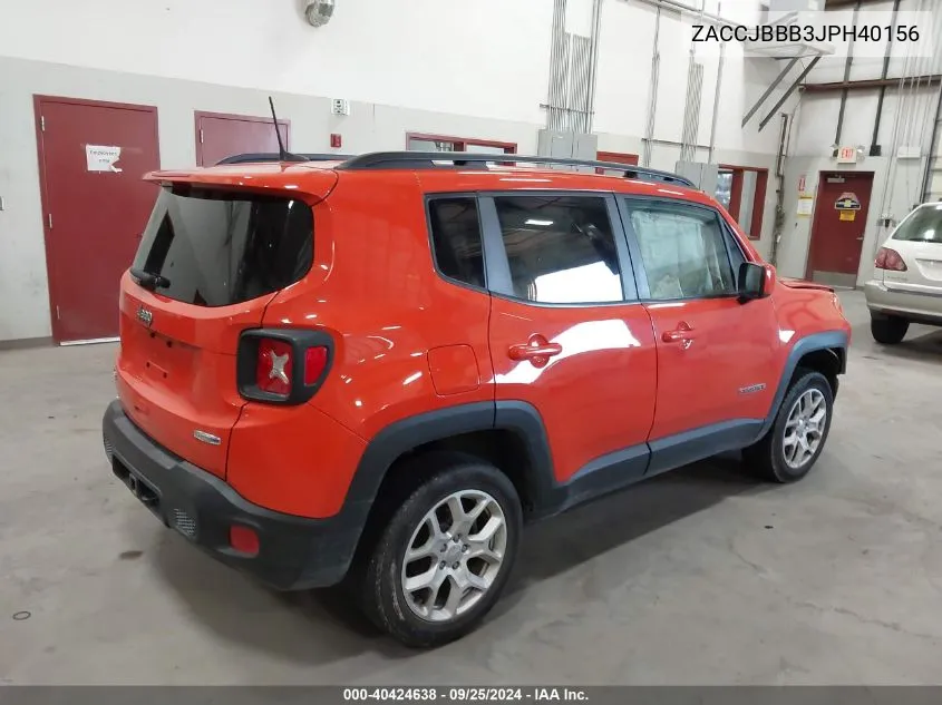 2018 Jeep Renegade Latitude 4X4 VIN: ZACCJBBB3JPH40156 Lot: 40424638