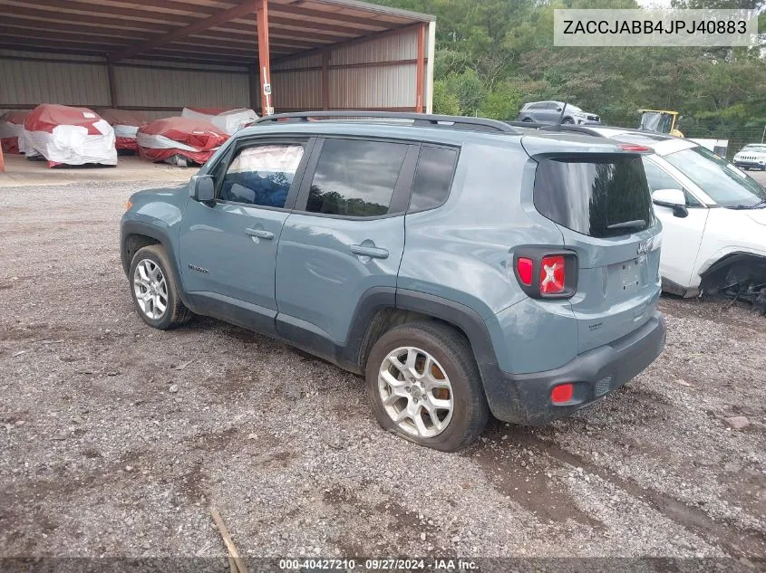 2018 Jeep Renegade Latitude Fwd VIN: ZACCJABB4JPJ40883 Lot: 40427210