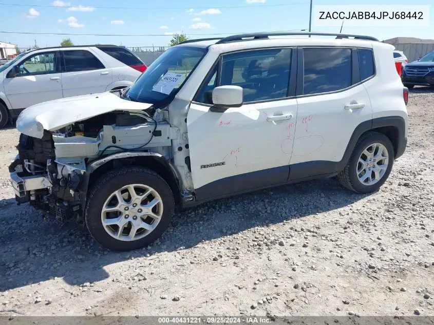 2018 Jeep Renegade Latitude Fwd VIN: ZACCJABB4JPJ68442 Lot: 40431221