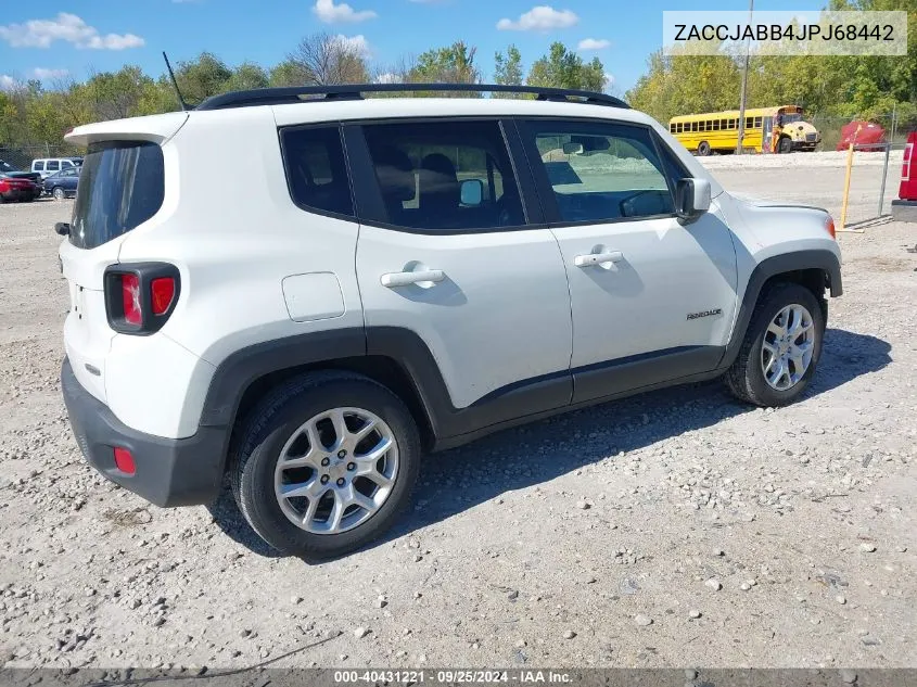 2018 Jeep Renegade Latitude Fwd VIN: ZACCJABB4JPJ68442 Lot: 40431221