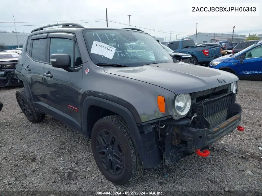 2018 Jeep Renegade Trailhawk 4X4 VIN: ZACCJBCBXJPH06343 Lot: 40433264