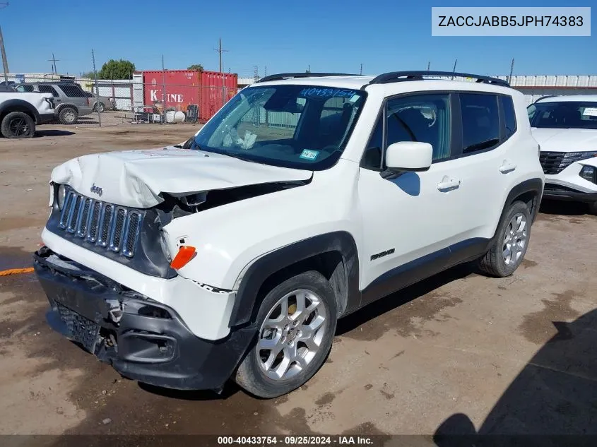 2018 Jeep Renegade Latitude Fwd VIN: ZACCJABB5JPH74383 Lot: 40433754