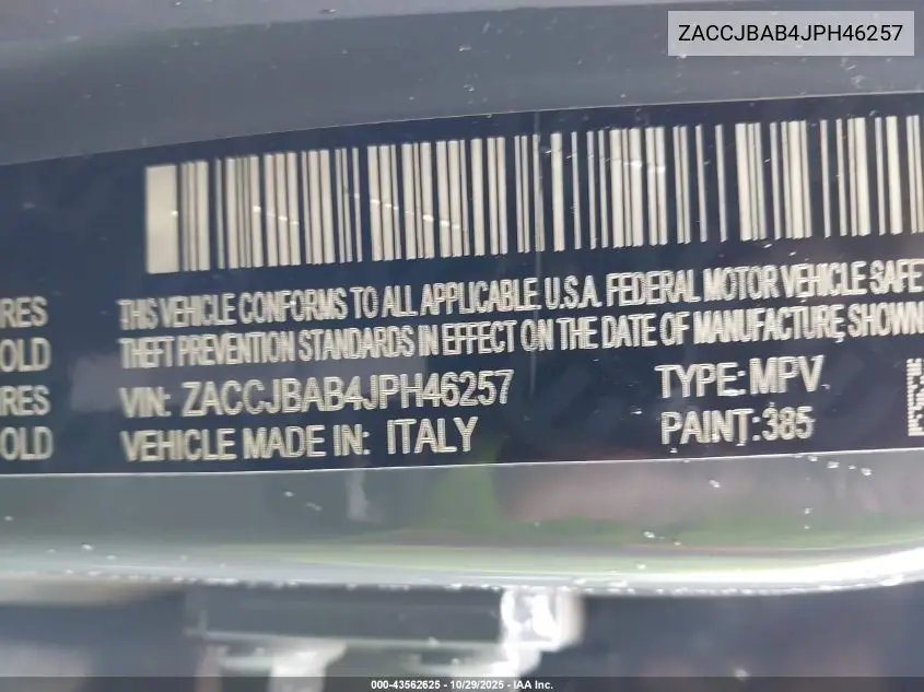ZACCJBAB4JPH46257 2018 Jeep Renegade Upland Edition 4X4