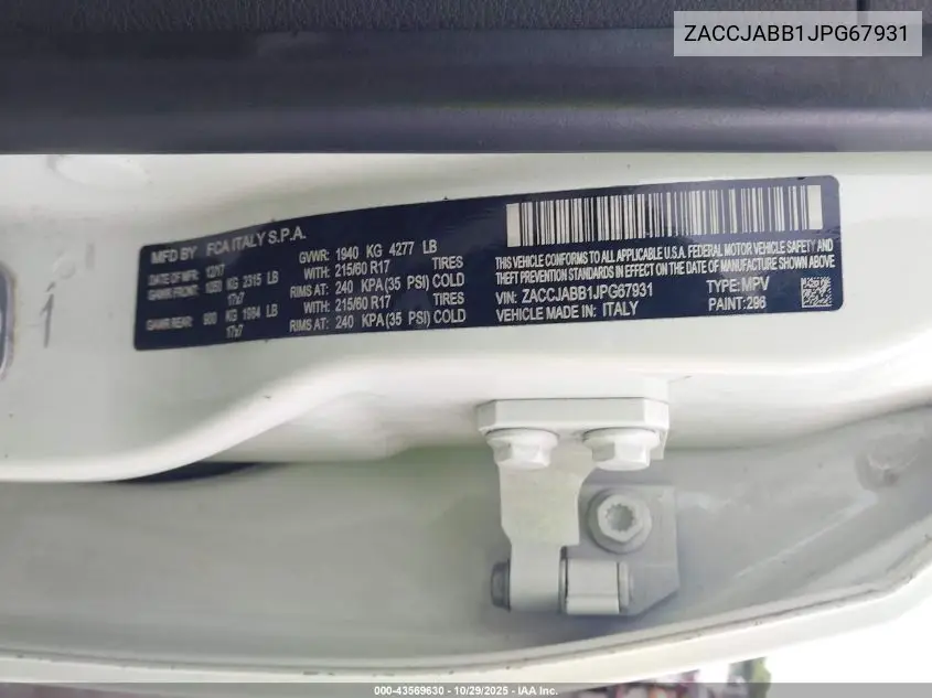 ZACCJABB1JPG67931 2018 Jeep Renegade Latitude Fwd