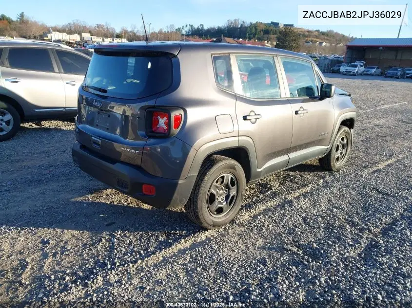 ZACCJBAB2JPJ36029 2018 Jeep Renegade Sport 4X4