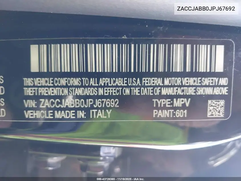 ZACCJABB0JPJ67692 2018 Jeep Renegade Altitude Fwd