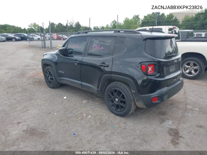 2019 Jeep Renegade Latitude Fwd VIN: ZACNJABBXKPK23826 Lot: 40011439