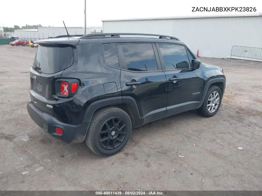 2019 Jeep Renegade Latitude Fwd VIN: ZACNJABBXKPK23826 Lot: 40011439