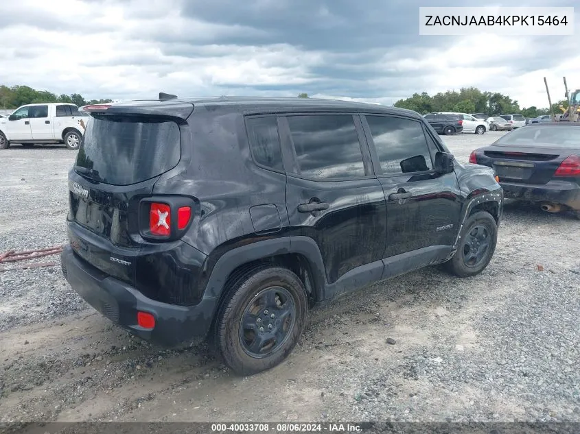 2019 Jeep Renegade Sport Fwd VIN: ZACNJAAB4KPK15464 Lot: 40033708