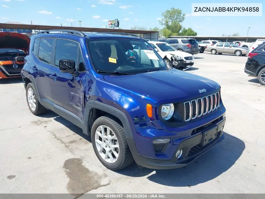 2019 Jeep Renegade Latitude Fwd VIN: ZACNJABB4KPK94858 Lot: 40390387