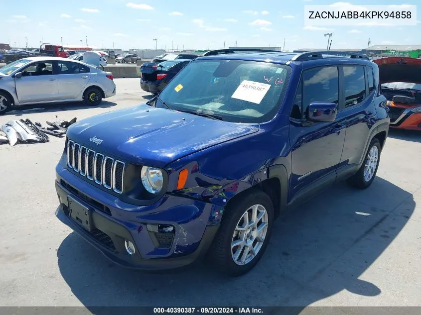 2019 Jeep Renegade Latitude Fwd VIN: ZACNJABB4KPK94858 Lot: 40390387