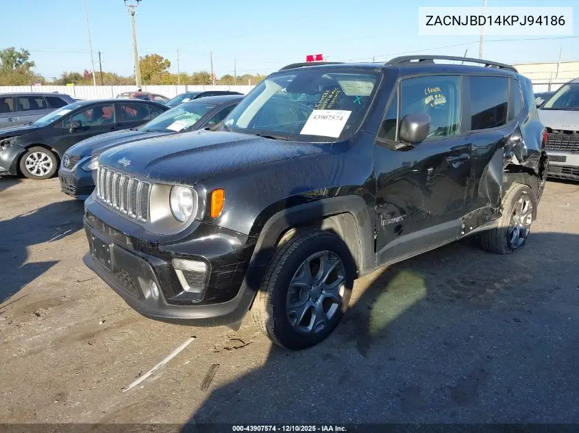 ZACNJBD14KPJ94186 2019 Jeep Renegade Limited 4X4