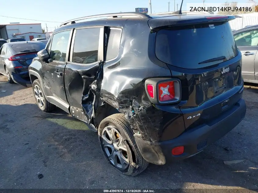 ZACNJBD14KPJ94186 2019 Jeep Renegade Limited 4X4