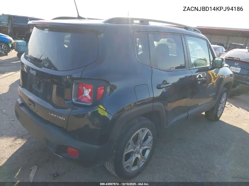 ZACNJBD14KPJ94186 2019 Jeep Renegade Limited 4X4