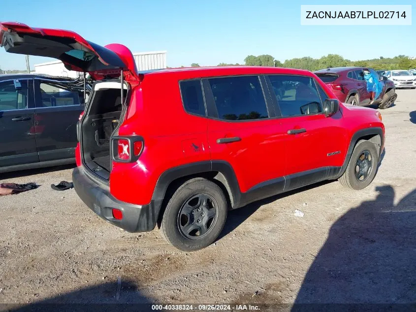 2020 Jeep Renegade Sport Fwd VIN: ZACNJAAB7LPL02714 Lot: 40338324