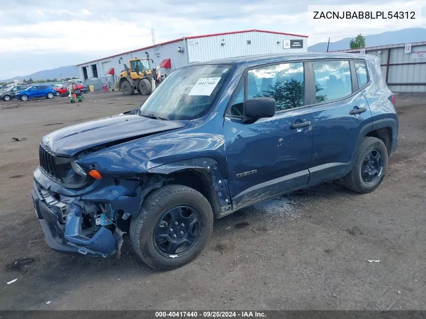 ZACNJBAB8LPL54312 2020 Jeep Renegade Sport 4X4