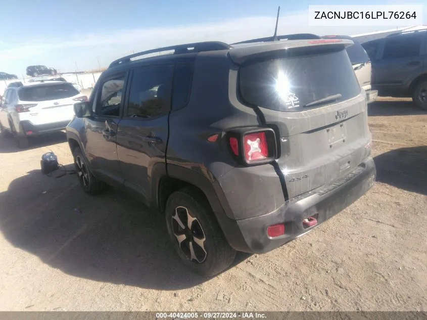 2020 Jeep Renegade Trailhawk 4X4 VIN: ZACNJBC16LPL76264 Lot: 40424005