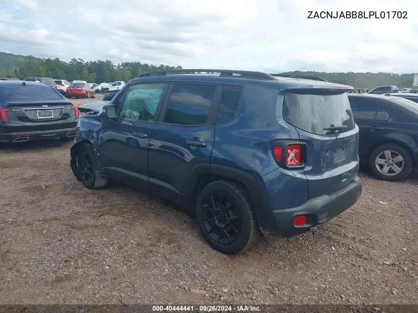 2020 Jeep Renegade Latitude VIN: ZACNJABB8LPL01702 Lot: 40444441