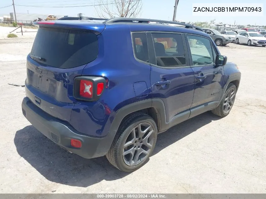 2021 Jeep Renegade Latitude Fwd VIN: ZACNJCBB1MPM70943 Lot: 39903728